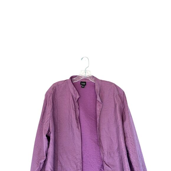 Eileen Fisher Blazer Purple Open Lightweight Silk Stitched Relaxed Mature Sie XL - Picture 4 of 11